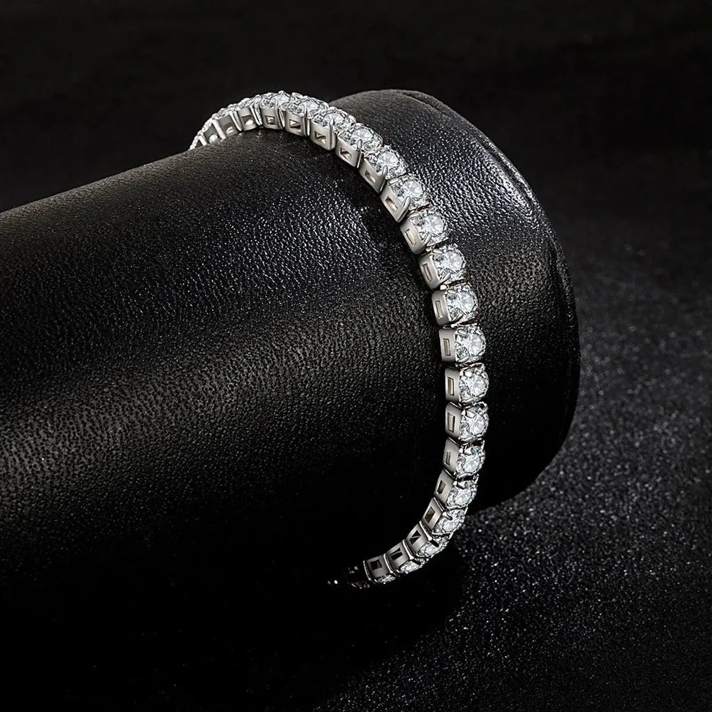 Sterling Silver Zirconia Tennis Charm Bracelet