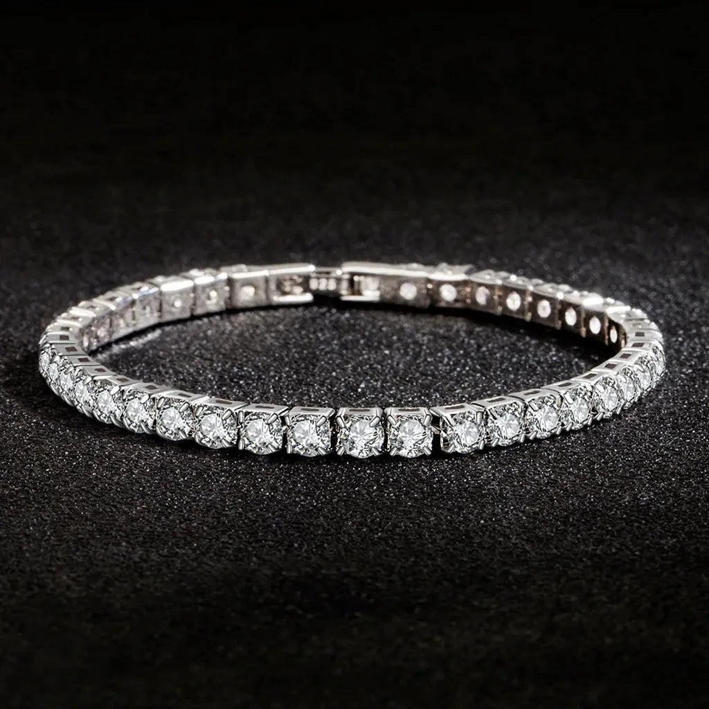 Sterling Silver Zirconia Tennis Charm Bracelet