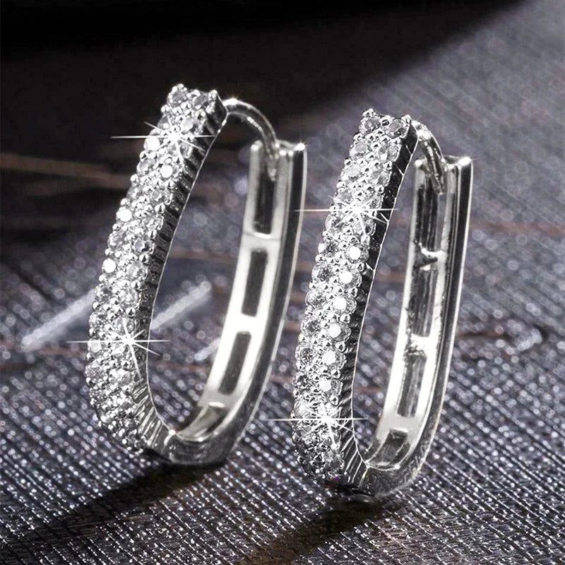 Stunning Full Paved Zirconia Hoop Earrings