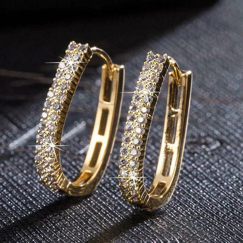 Stunning Full Paved Zirconia Hoop Earrings
