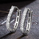 Stunning Full Paved Zirconia Hoop Earrings-ReesJewels-Silver-ReesJewels