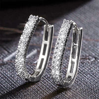 Stunning Full Paved Zirconia Hoop Earrings-ReesJewels-Silver-ReesJewels