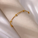 Stunning Golden Beaded Snake Chain Bracelet-ReesJewels-ReesJewels