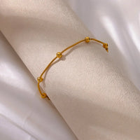 Stunning Golden Beaded Snake Chain Bracelet-ReesJewels-ReesJewels