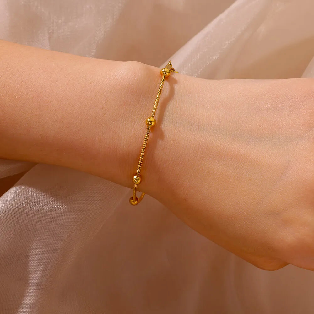 Stunning Golden Beaded Snake Chain Bracelet