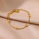 Stunning Golden Beaded Snake Chain Bracelet-ReesJewels-ReesJewels