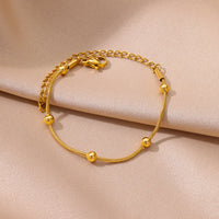 Stunning Golden Beaded Snake Chain Bracelet-ReesJewels-ReesJewels