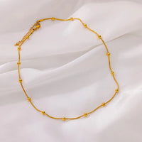 Stunning Golden Beaded Snake Chain Necklace-ReesJewels-ReesJewels