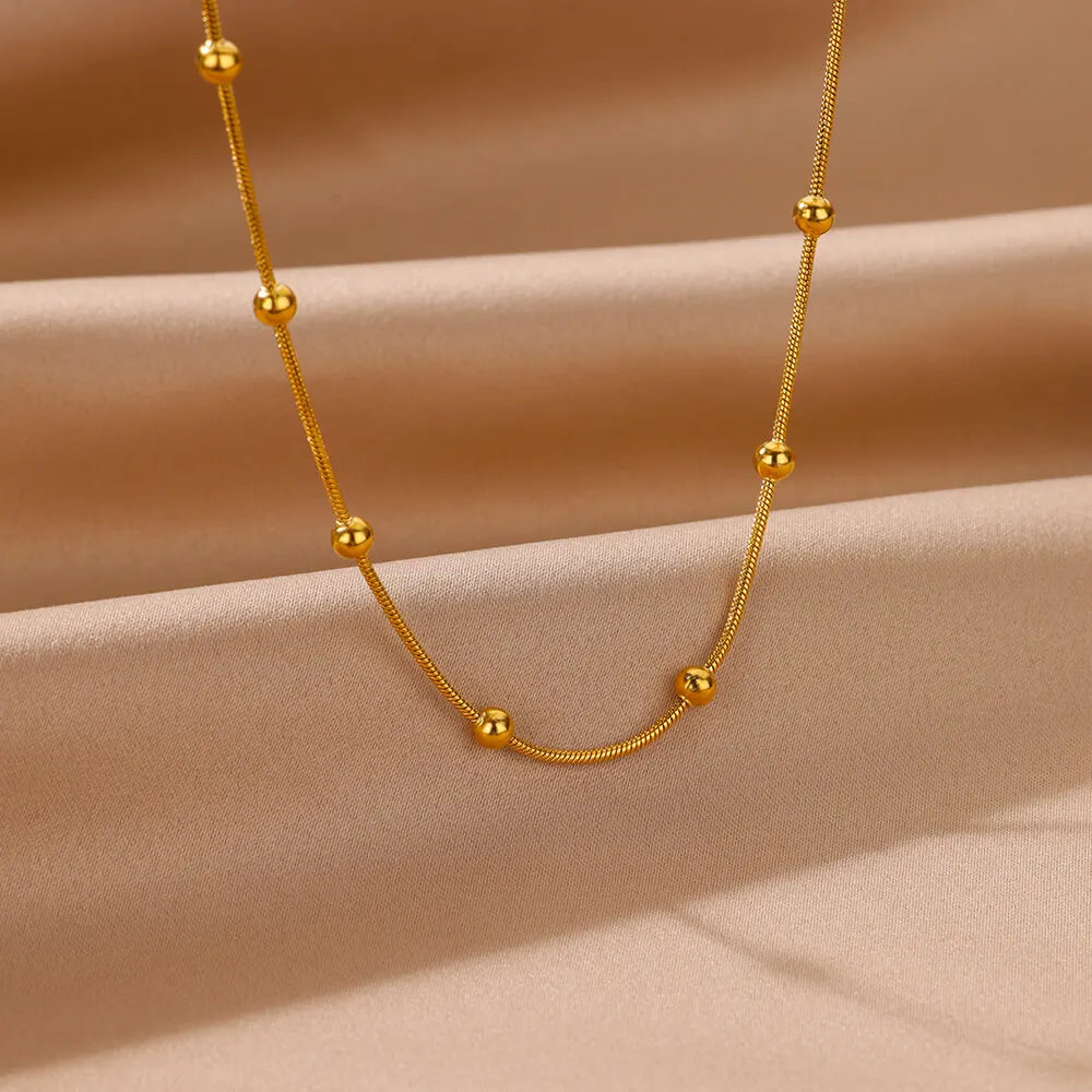 Stunning Golden Beaded Snake Chain Necklace