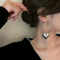 Stunning Heart Hollow Hoop Earrings-ReesJewels-ReesJewels