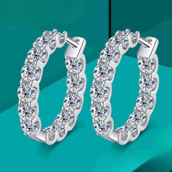 Stunning Moissanite Diamond Hoop Earrings-Rees Jewels-ReesJewels