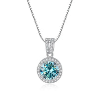 Stunning Moissanite Pendant Necklace-Rees Jewels-Blue-1ct-45cm-ReesJewels