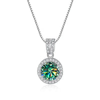 Stunning Moissanite Pendant Necklace-Rees Jewels-Bluish Green-1ct-45cm-ReesJewels