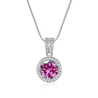 Stunning Moissanite Pendant Necklace-Rees Jewels-Pink-1ct-45cm-ReesJewels
