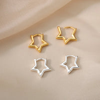 Stylish Geometric Star Hoop Earrings-ReesJewels-ReesJewels