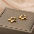 Stylish Geometric Star Hoop Earrings-ReesJewels-ReesJewels