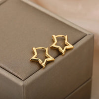 Stylish Geometric Star Hoop Earrings-ReesJewels-ReesJewels