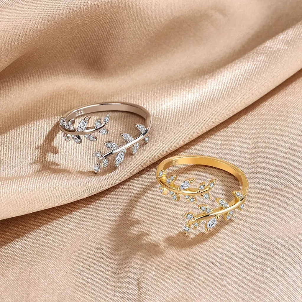 Stylish Golden Adjustable Branch Zircon Ring-ReesJewels-ReesJewels