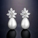 Timeless Floral Zirconia Imitation Pearls Drop Earrings-ReesJewels-ReesJewels