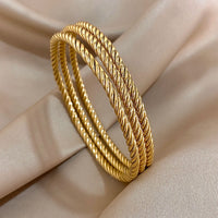 Timeless Rope Elegance Bangle Set-Rees Jewels-Gold-ReesJewels