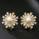 Timeless Zirconia Pearl Snowflakes Studs-ReesJewels-ReesJewels