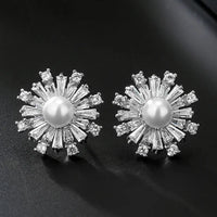 Timeless Zirconia Pearl Snowflakes Studs-ReesJewels-ReesJewels