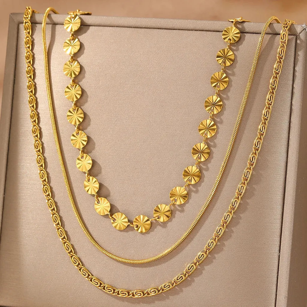 Trendy Bohemian Triple Layer Sequin Necklace-ReesJewels-ReesJewels
