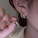 Trendy Double Layered Earrings-ReesJewels-Crystal Layers-ReesJewels