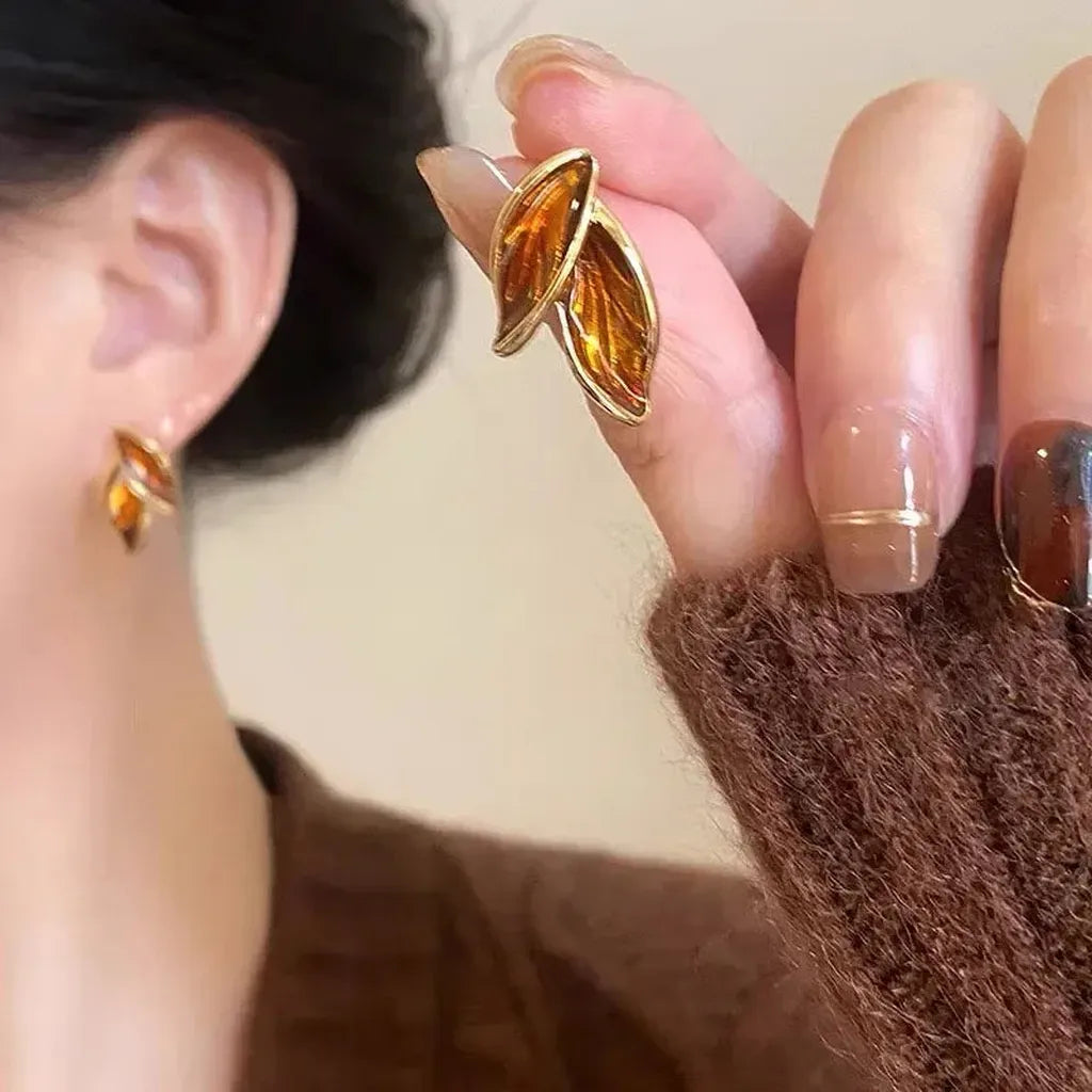 Trendy Fresh Leaf Stud Earring-ReesJewels-ReesJewels