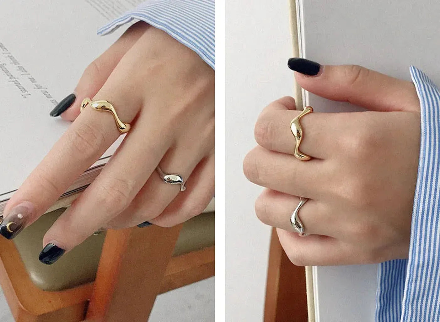 Trendy Irregular Wave Smooth Ring-ReesJewels-ReesJewels