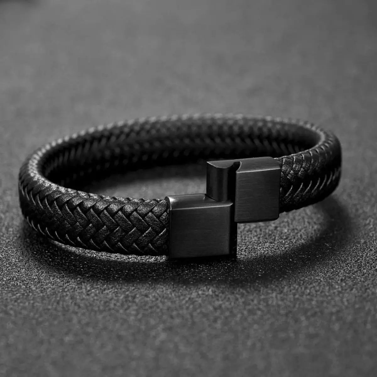 Trendy Retro Woven Leather Mens Bracelet