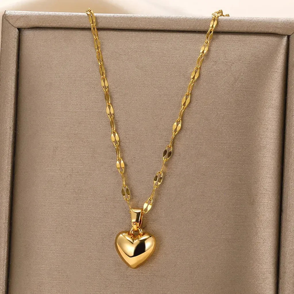 Trendy Shiny Chain Love Heart Necklace-ReesJewels-ReesJewels