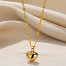 Trendy Shiny Chain Love Heart Necklace-ReesJewels-Gold-ReesJewels