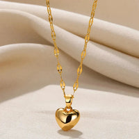 Trendy Shiny Chain Love Heart Necklace-ReesJewels-Gold-ReesJewels