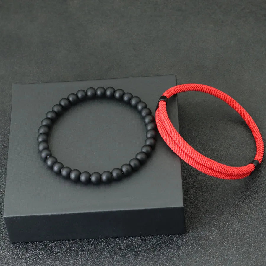 Trendy Sliding Adjustable Mens Bracelet Set-Rees Jewels-Red-ReesJewels