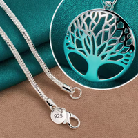Trendy Sterling Silver Tree Pendant Necklace-ReesJewels-Silver Snake Chain-45cm-ReesJewels