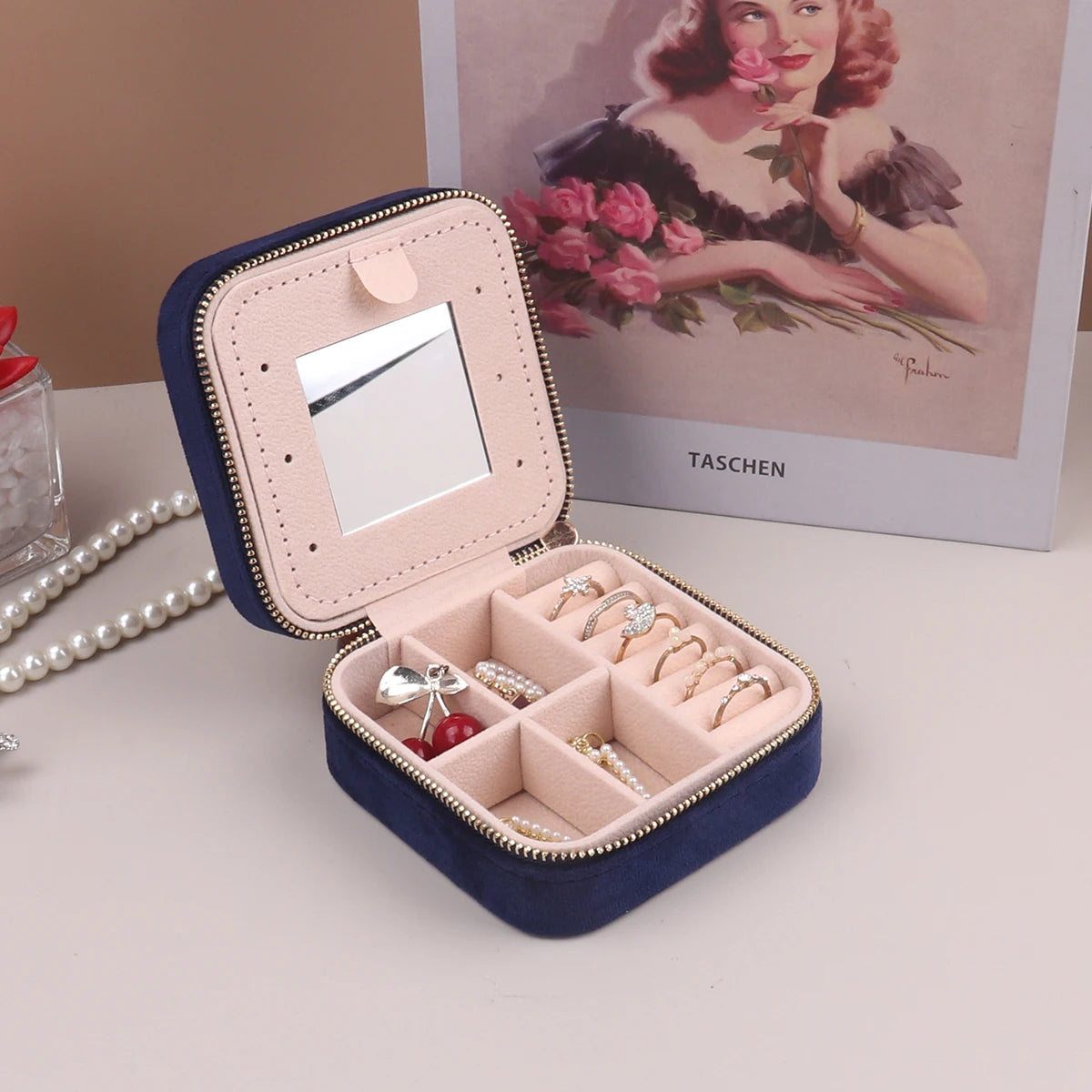 Velvet Travel Zipper Jewelry Box-Rees Jewels-ReesJewels