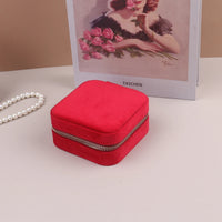 Velvet Travel Zipper Jewelry Box-Rees Jewels-Red-ReesJewels