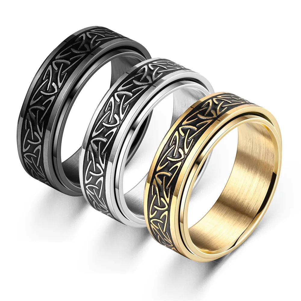 Viking Celtic Knot Rune Rotating Anti-Stress Ring For Men