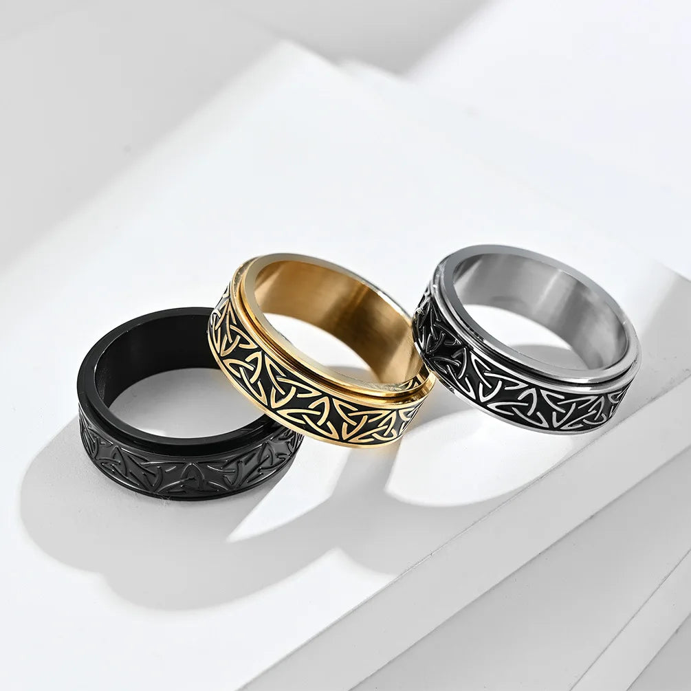 Viking Celtic Knot Rune Rotating Anti-Stress Ring For Men-Rees Jewels-ReesJewels