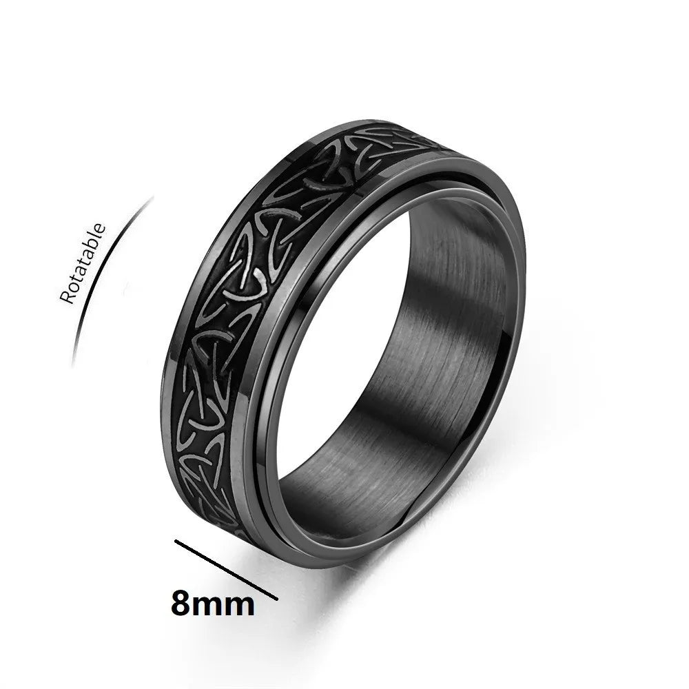 Viking Celtic Knot Rune Rotating Anti-Stress Ring For Men