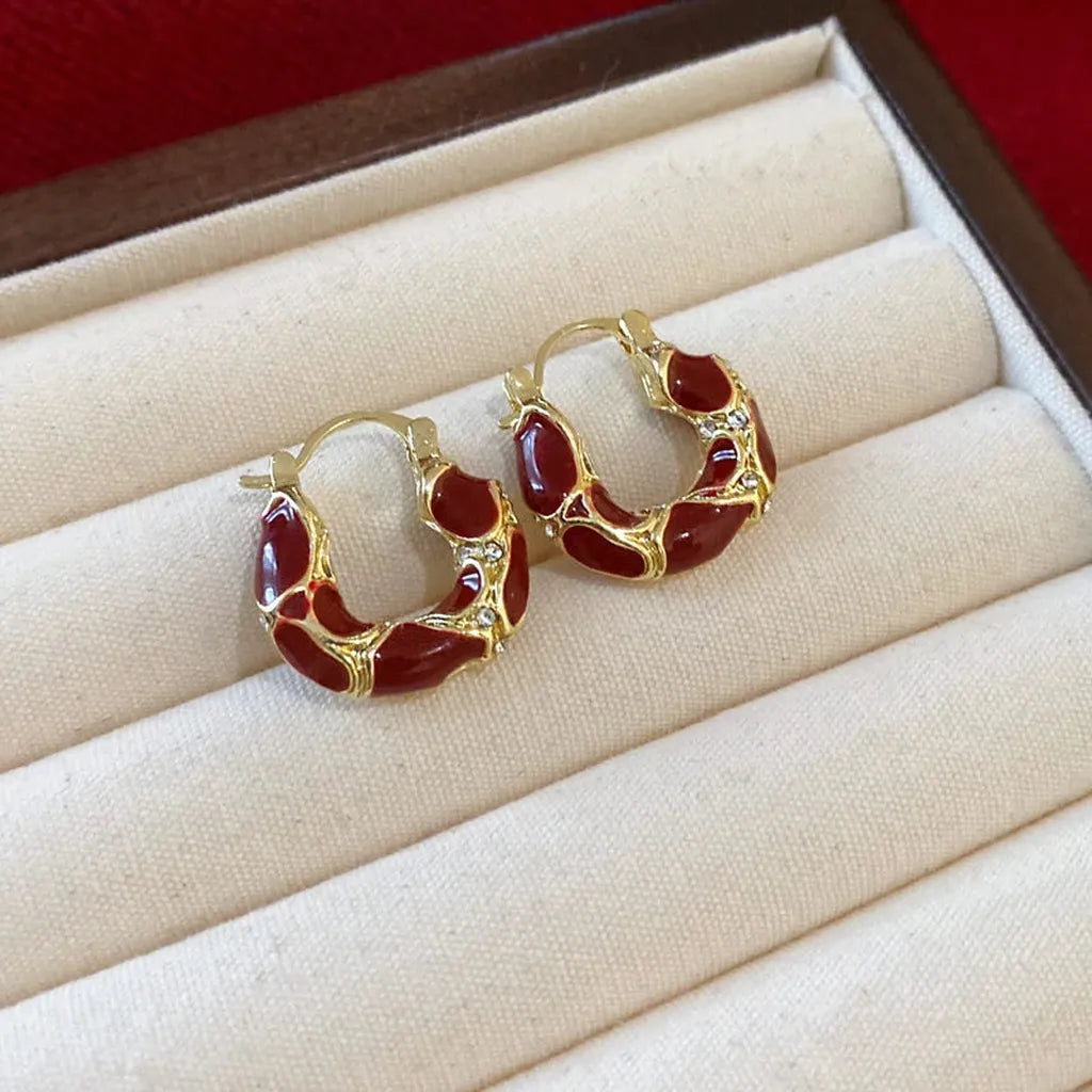 Vintage Coffee Tigers Eye Hoop Earrings-ReesJewels-Style 3-ReesJewels