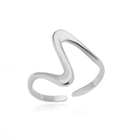 Vintage Geometric Wave Adjustable Ring-ReesJewels-Silver-Resizable-ReesJewels