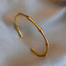 Vintage Golden Bamboo Cuff Bracelet-ReesJewels-ReesJewels