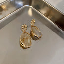 Vintage Golden Square Stone Earrings-ReesJewels-ReesJewels