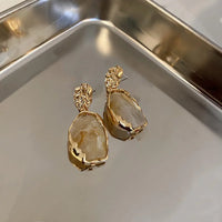Vintage Golden Square Stone Earrings-ReesJewels-ReesJewels