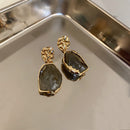 Vintage Golden Square Stone Earrings-ReesJewels-ReesJewels