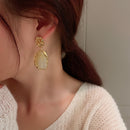 Vintage Golden Zircon Square Stone Earrings-ReesJewels-ReesJewels