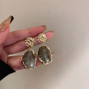 Vintage Golden Zircon Square Stone Earrings-ReesJewels-Green-ReesJewels