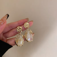 Vintage Golden Zircon Square Stone Earrings-ReesJewels-White-ReesJewels